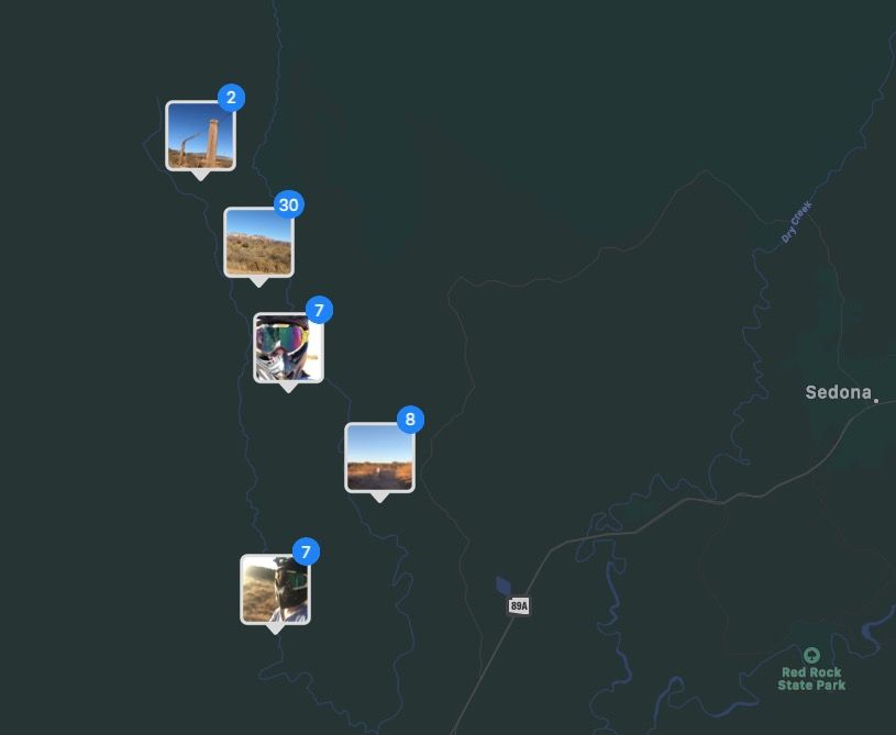 Map of the off-roading trails near Sedona.