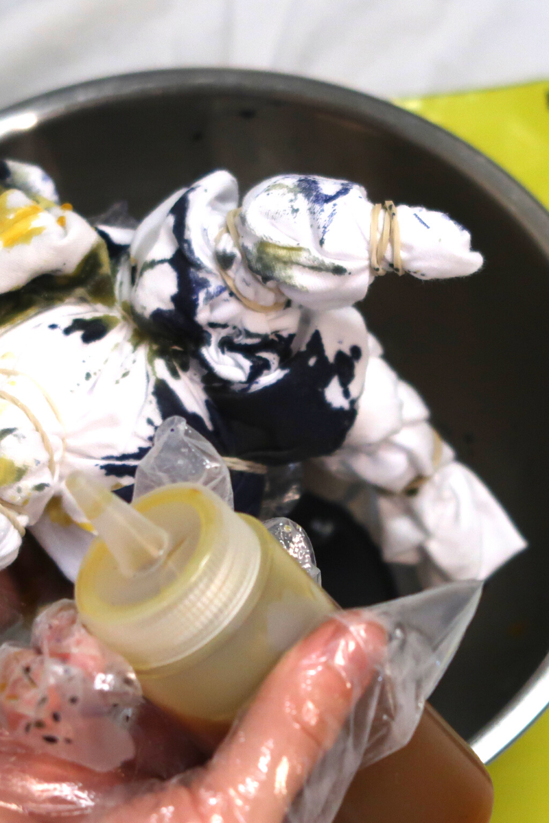 Using the sunshine yellow color on the tie-dye kits