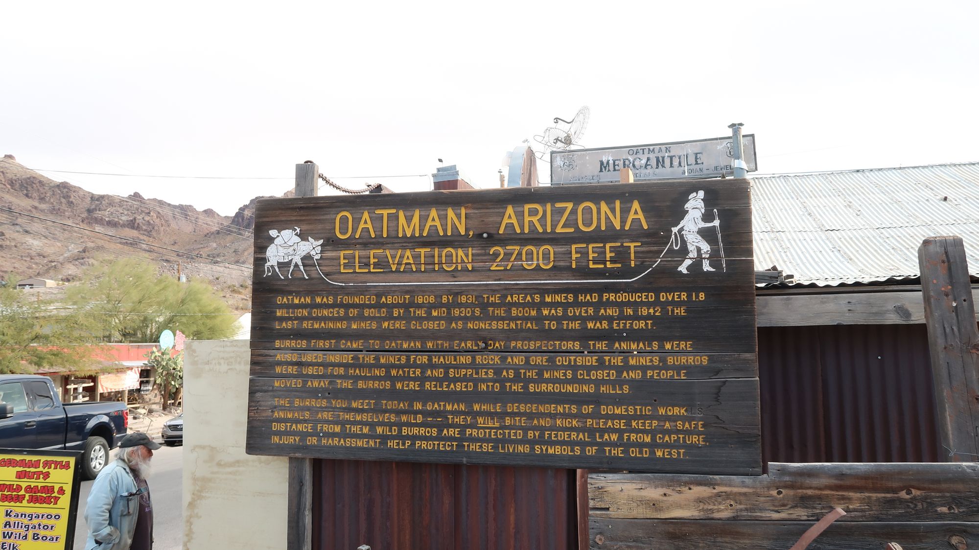 Wooden Sign of Oatman Arizona