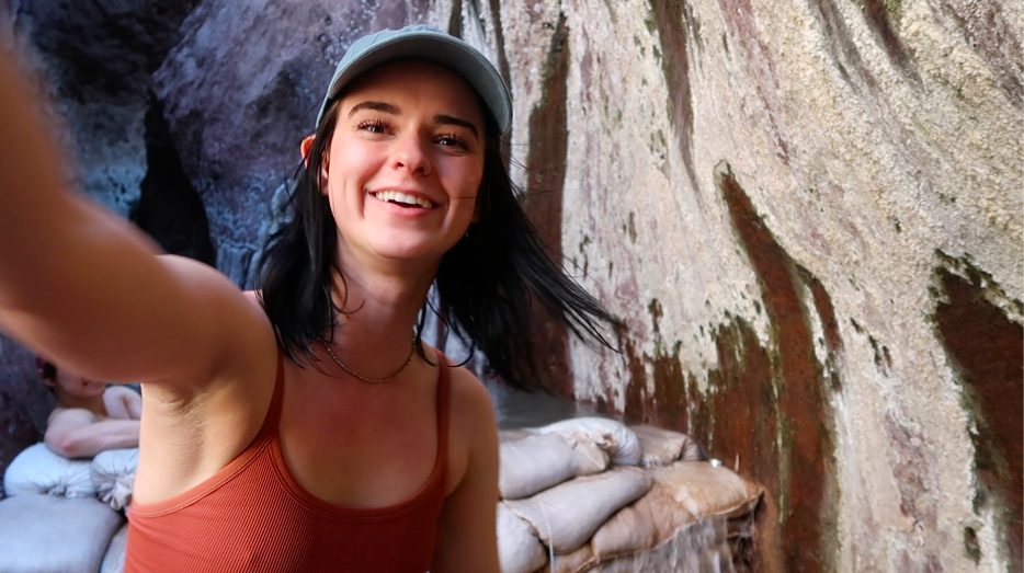 Girl smiling in hot springs in arizona