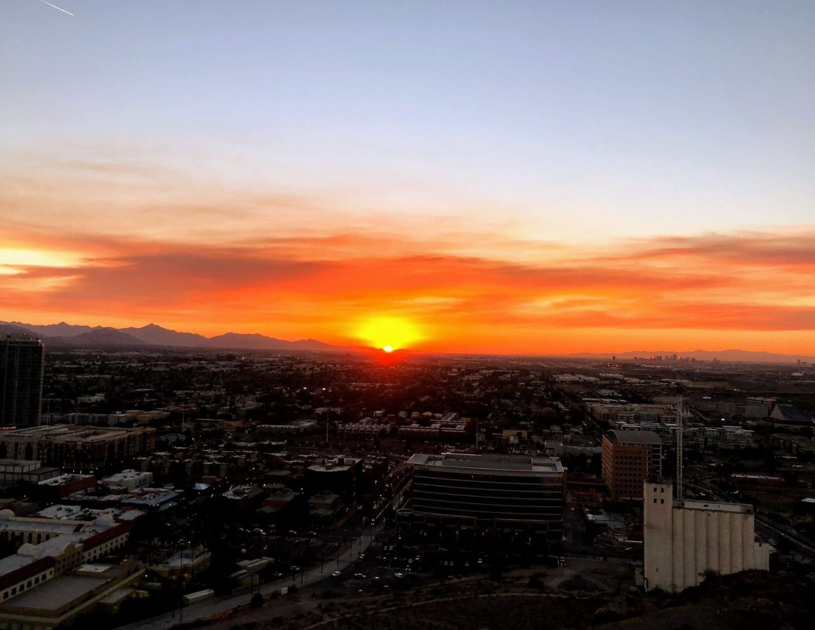 orange and purple sunset at "A" Mountain, Tempe, Arizona