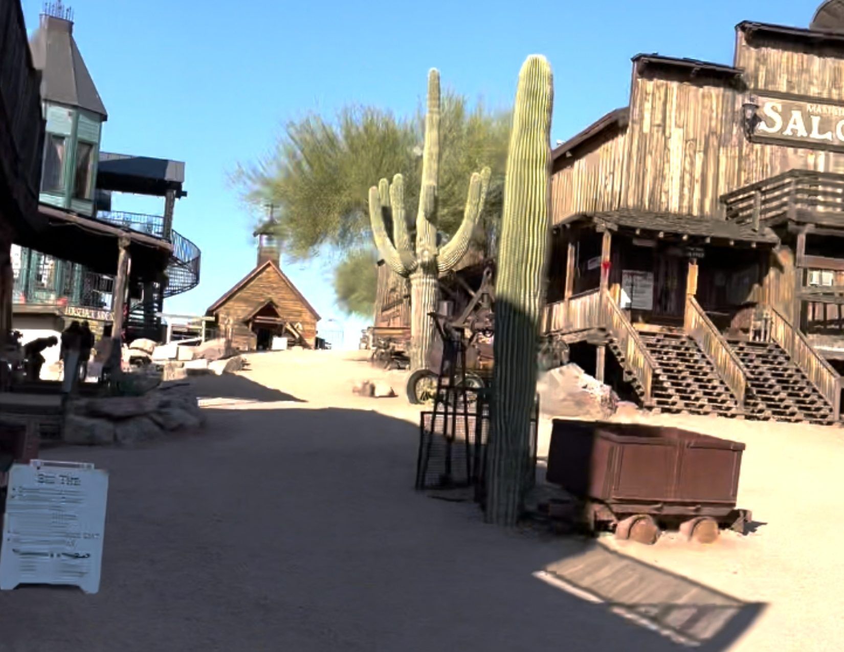 ghost town in central Arizona, desert, saguaro cacti, old saloon at Goldfield Ghost Town Mesa Arizona