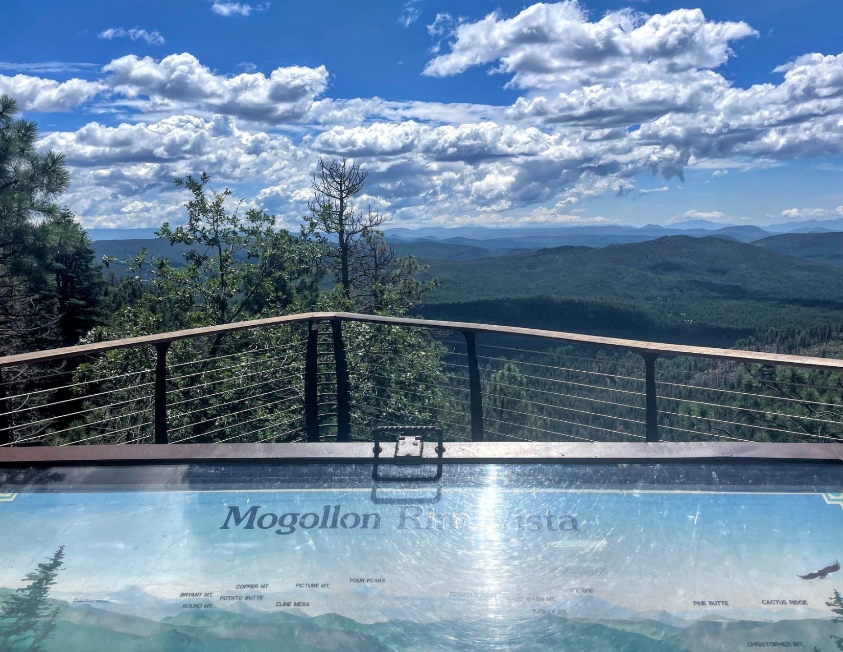 Map of the mountains in the distance at the Mogollon Rim in Payson Arizona