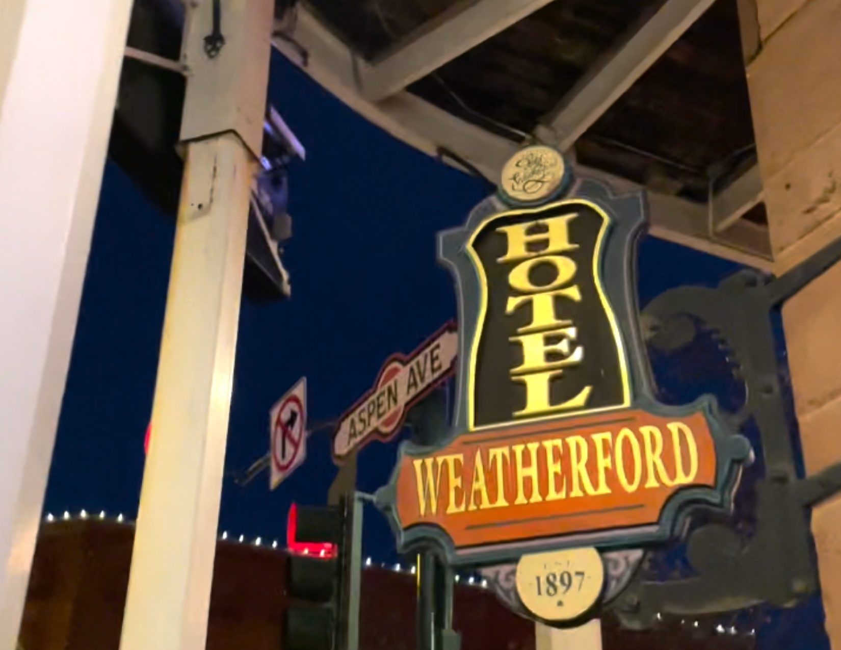 Sign of Hotel Weatherford in Flagstaff Arizona