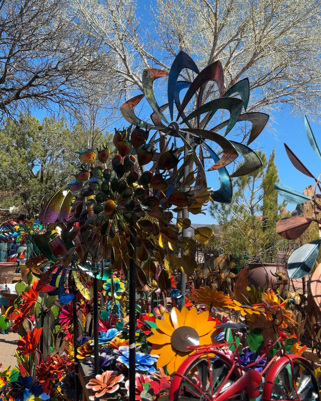 So much colorful metal art on display at Son-Silver-West Galleries in Sedona, Arizona